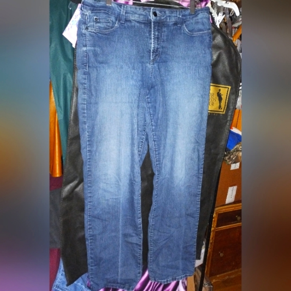 NYDJ Women's Jeans Blue Faded Wash Slim Lift Tuck